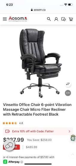 6-POINT VIBRATION MASSAGE OFFICE CHAIR -BLACK