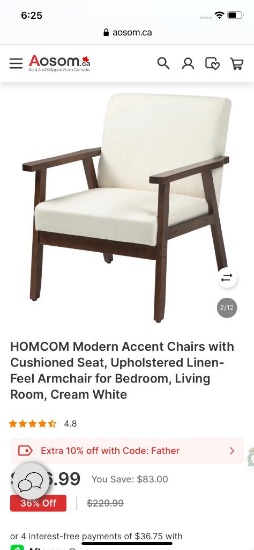 MODERN ACCENT CHAIR -CREAM