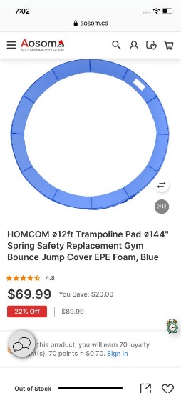 12FT TRAMPOLINE PAD