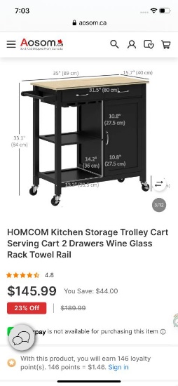 KITCHEN STORAGE TROLLEY CART