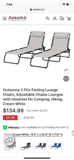 2PC FOLDING LOUNGE CHAIRS -CREAM WHITE
