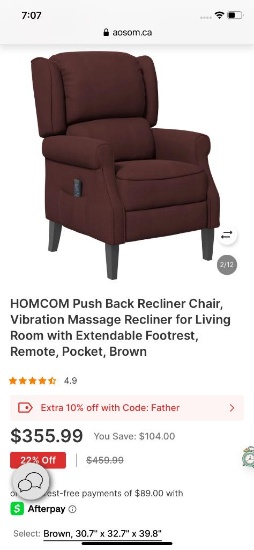 VIBRATION MASSAGE RECLINER CHAIR