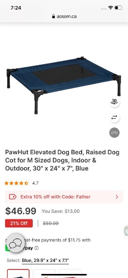 RAISED DOG COT FOR MEDIUM SIZED DOGS