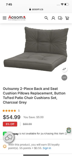 2PC BACK AND SEAT CUSHION