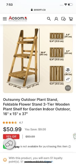 3- TIER WOODEN PLANT STAND