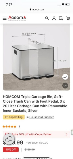 TRIPLE GARBAGE BIN