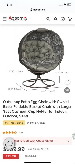 PATIO EGGCHAIR WITH SWIVEL BASE