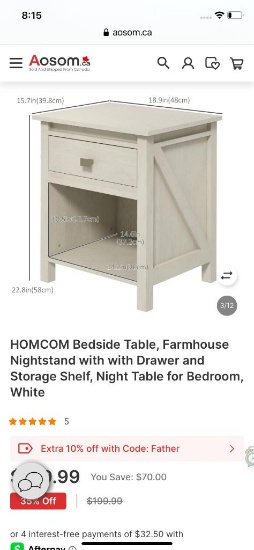 FARMHOUSE NIGHTSTAND WITH DRAWER AND STORAGE SHELF -WHITE