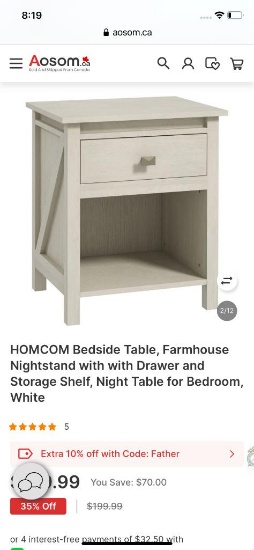 FARMHOUSE NIGHTSTAND WITH DRAWER AND STORAGE SHELF