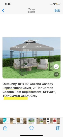 10FT X 10FT 2-TIER REPLACEMENT GAZEBO CANOPY