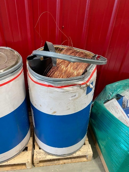550 LB BARREL OF BLUESHIELD .045 WELDING WIRE --- BARREL WAS UPSET