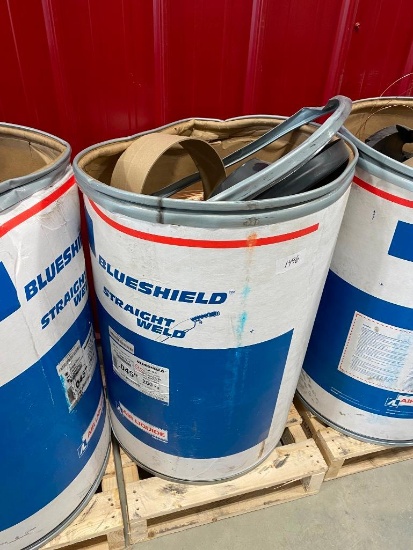 550 LB BARREL OF BLUESHIELD WELDING WIRE --- BARREL WAS UPSET