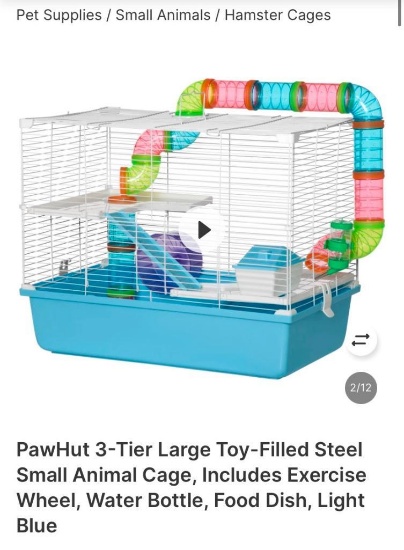 3-TIER LARGE TOY-FILLED STEEL SMALL ANIMAL CAGE