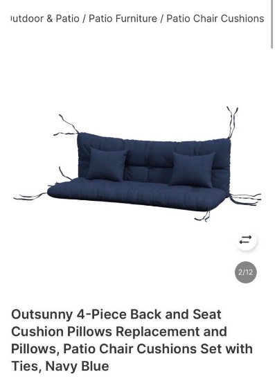 4PC BACK AND SEAT CUSHION PILLOWS REPLACEMENT