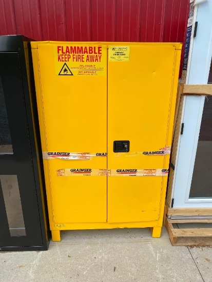 71 x 43 x 18.5 INCH STEEL SAFETY CABINET WITH MINOR DENTS