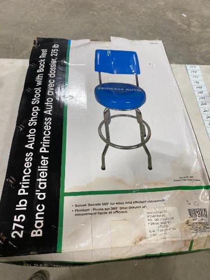 275LB PRINCESS AUTO SHOP STOOL WITH BACK REST