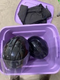 2 LARGE BIKER HELMETS AND BIKER PANTS