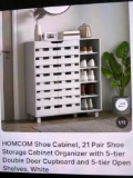 WHITE 21 PAIR SHOE CABINET
