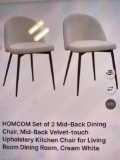 2 MID-BACK DINING CHAIRS IN CREAM WHITE