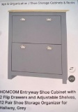 ENTRYWAY SHOE CABINET WITH 2 FLIP DRAWERS
