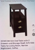 SLIM END TABLE WITH 2 DRAWERS