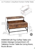 LIFT-TOP COFFEE TABLE WITH HIDDEN STORAGE COMPARTMENT