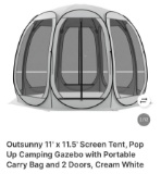 11 FT x 11.5 IN SCREEN TENT POP-UP, CREAM WHITE WITH 2 DOORS