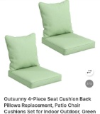4PC SEAT CUSHION, BACK PILLOW REPLACEMENT, GREEN