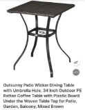 PATIO TABLE WITH UMBRELLA HOLE, 34 IN