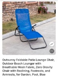 FOLDABLE BLUE PATIO LOUNGER WITH MESH FABRIC