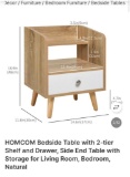 BEDSIDE TABLE WITH 2-TIER SHELF AND DRAWER