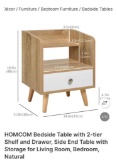 BEDSIDE TABLE WITH 2-TIER SHELF AND DRAWER