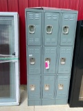 80 x 36 x 18 INCH STEEL, 9-DOOR LOCKERS --- (DAMAGED ON ONE SIDE)