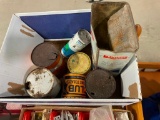 BOX OF OIL CANS