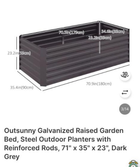 GALVANIZED RAISED GARDEN BED