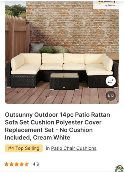 14PC PATIO SOFA REPLACEMENT CUSHION COVERS