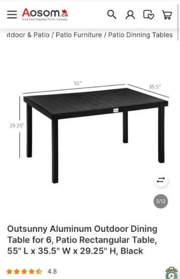 ALUMINUM OUTDOOR DINING TABLE FOR 6