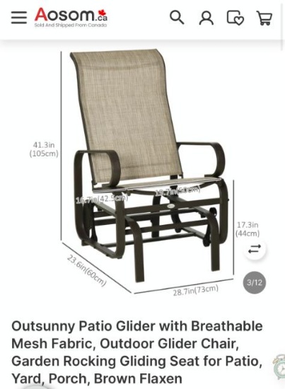 PATIO GLIDER WITH BREATHABLE MESH FABRIC