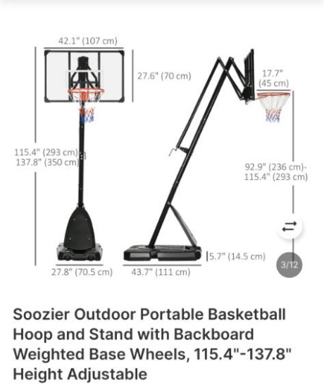 OUTDOOR PORTABLE BASKETBALL HOOP AND STAND