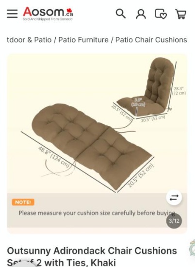 2 ADIRONDACK CHAIR CUSHIONS