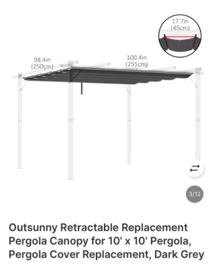 RETRACTABLE REPLACEMENT PERGOLA CANOPY