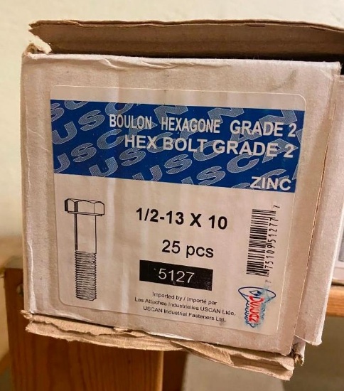 25 PCS 1/2-13 x 10 HEX BOLT GRADE BOLTS