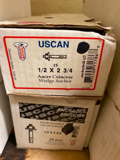 2 BOXES OF 25PCS 1/2 X 2 3/4 ANCHORS