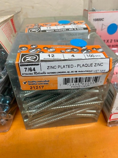 2 BOXES OF 100PCS 12 X 4 ZINC PLATED SCREWS