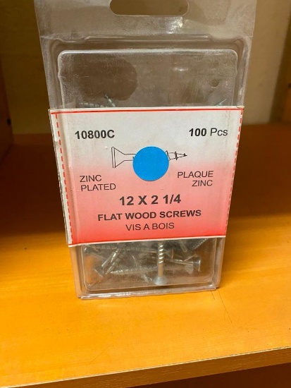 100PCS 12 X 2 1/4 FLAT WOOD SCREWS