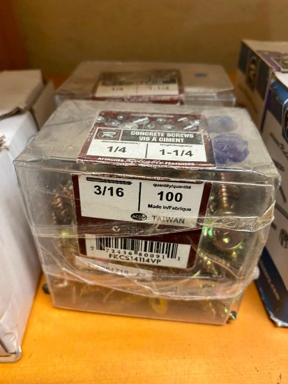 2 BOXES OF 100PCS 1/4 X 1 1/4 CONCRETE SCREWS
