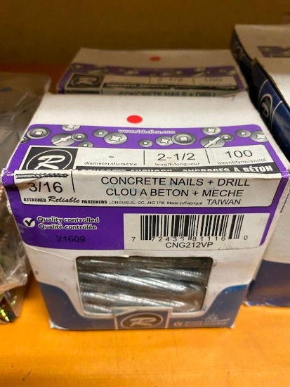 2 BOXES OF 100PCS 2-1/2 CONCRETE NAILS