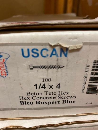 100PCS 1/4 X 4 HEX CONCRETE SCREWS