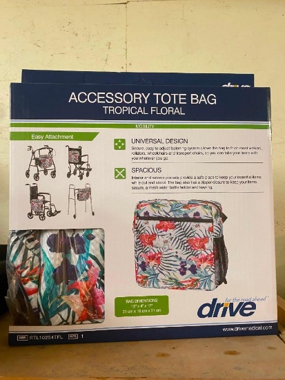 ACCESSORY TOTE BAG, TROPICAL FLORAL, 12 x 4 x 12 INCH