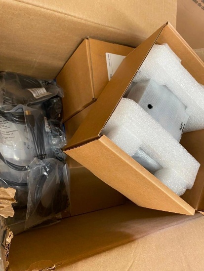 BOX LOT - 3 OF 4 GB SSD DRIVES (WITH POWER SUPPLIES) AND ACCESSORY CABLES (DVI, HDMI, CAT6)